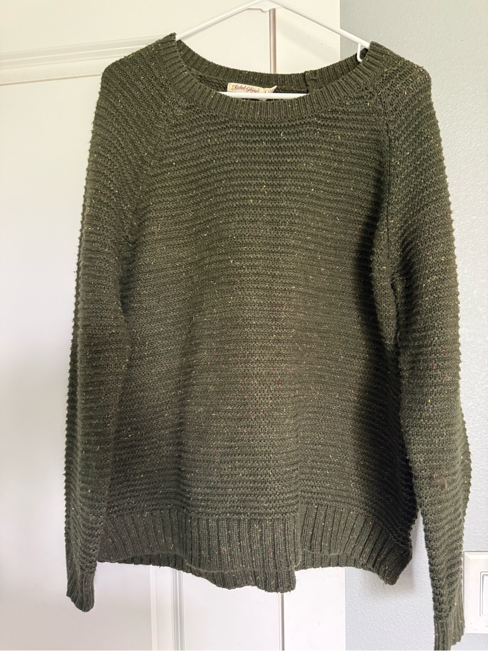 Faded Glory Olive Ribbed Crewneck Sweater